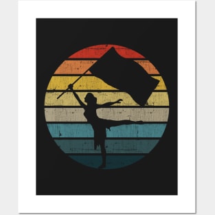 Colour Guard Silhouette On A Distressed Retro Sunset product Posters and Art